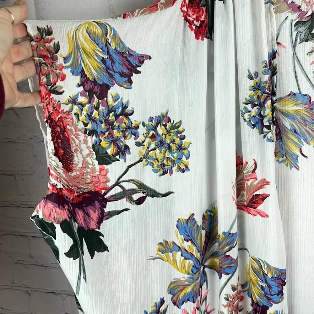 Umgee Boho Women's Floral Print Short Sleeve Kimono Small/Medium Vacation Beach